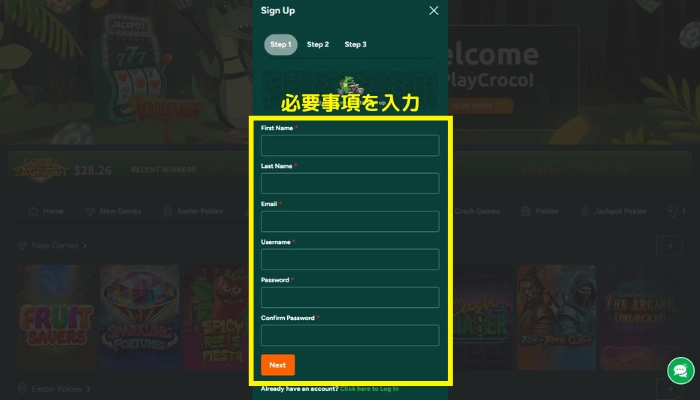 登録画面(1/3)