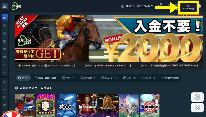 ラリーベットカジノ(RALLYBET)