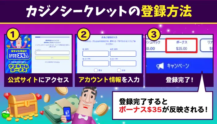 カジノシークレット登録方法