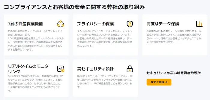 強固なセキュリティ体制で取引の安全性が高い