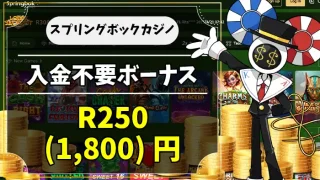 スプリングボックカジノ入金不要ボーナスアイキャッチ画像