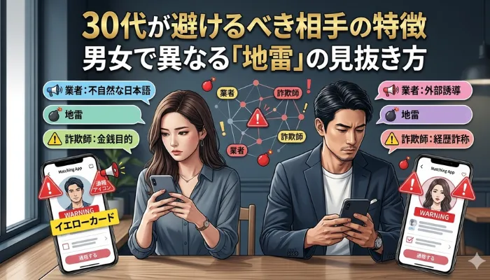 30代が避けるべき相手の特徴｜男女で異なる「地雷」の見抜き方