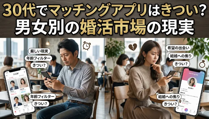30代でマッチングアプリはきつい？男女別の婚活市場の現実