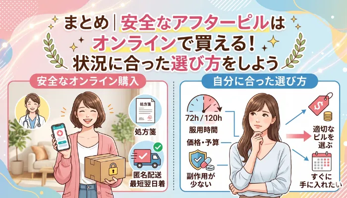 まとめ｜安全なアフターピルはオンラインで買える！状況に合った選び方をしよう