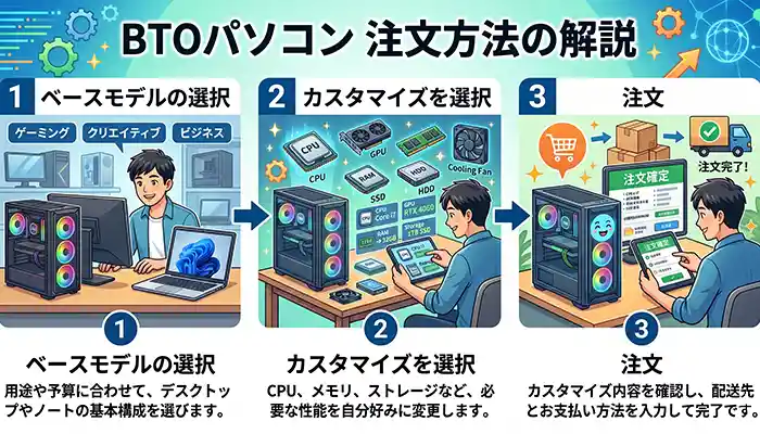 BTOパソコンの注文の流れ解説画像