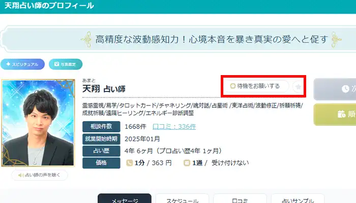 エキサイト電話占い-待機をお願いする
