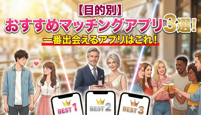 【目的別】おすすめマッチングアプリ3選!のタイトルアイキャッチ画像